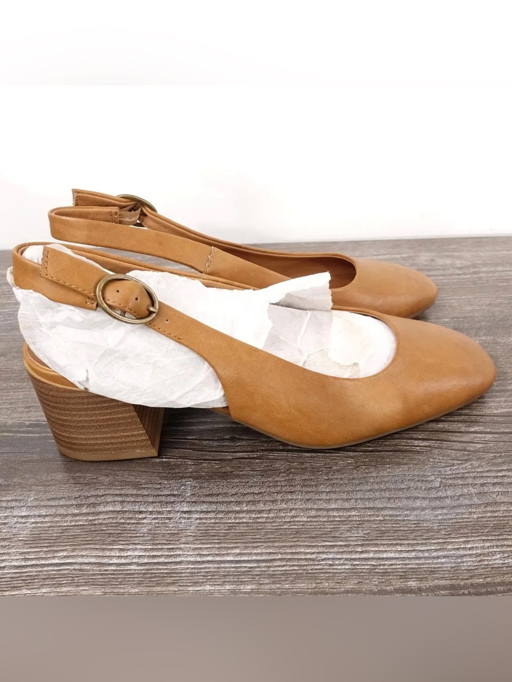 Baretraps Women's Ester Block Heel Slingback Pumps Size 10M Light Almond Brown
